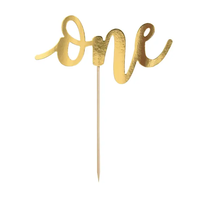 PartyDeco Cake Topper - One - Χρυσό