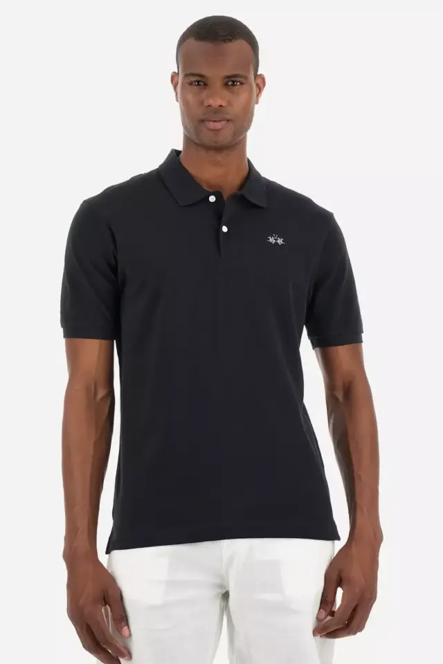 La Martina - Ανδρικό Κοντομάνικο Tex Polo Regular Fit BPMP01-PK031-09999 Μαύρο