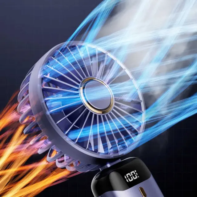 Techsuit - Handheld Fan (N15) - Foldable Design, Digital Display, Ultra Silent, 1800mAh - Green 2