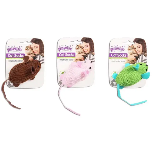 Pawise Cat Socks Λούτρινο Ποντικάκι με Κουδουνάκι & Catnip (17cm) 20x0x11cm Μονόχρωμο