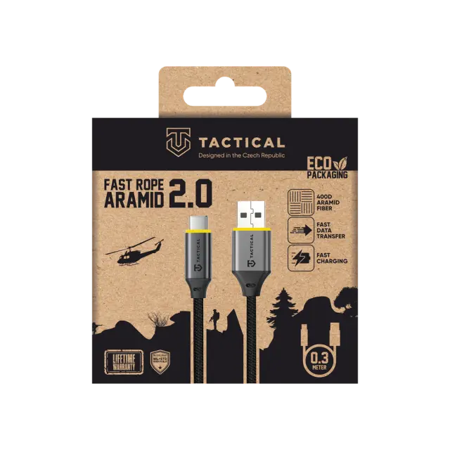 Tactical Fast Rope Aramid 2.0 Cable USB-A/USB-C 0.3m 2