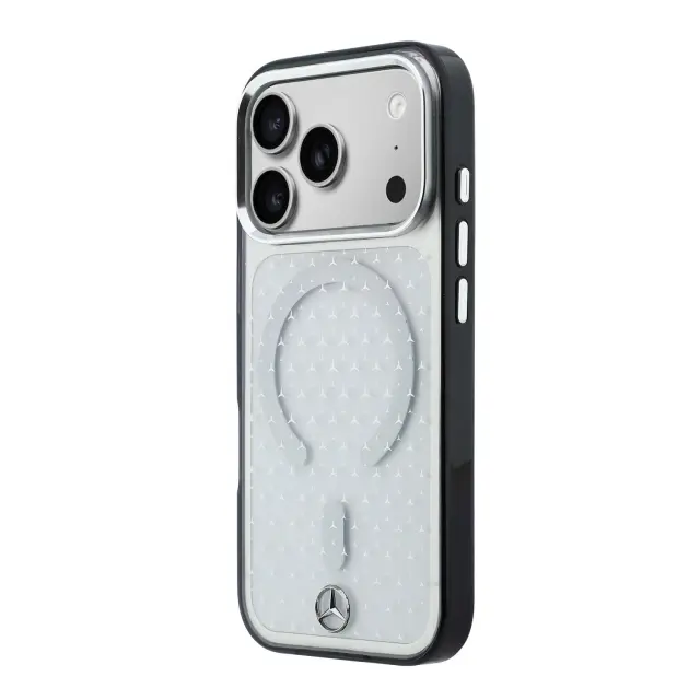 Mercedes PC/TPU Star Pattern MagSafe Case for iPhone 18 Pro Transparent/Black 2
