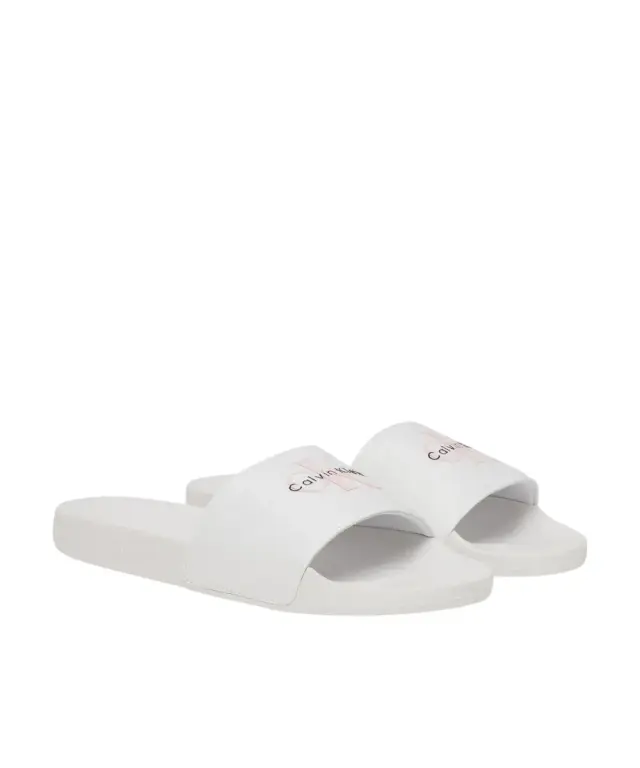 Calvin Klein – Γυναικείες Παντόφλες Monogram Wn Logo YW0YW01967-YAF Λευκό - 40 3