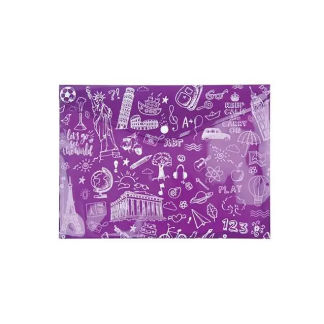 Typotrust Φάκελος PP Kουμπί Α4 Doodle Μωβ (FP25404-08)
