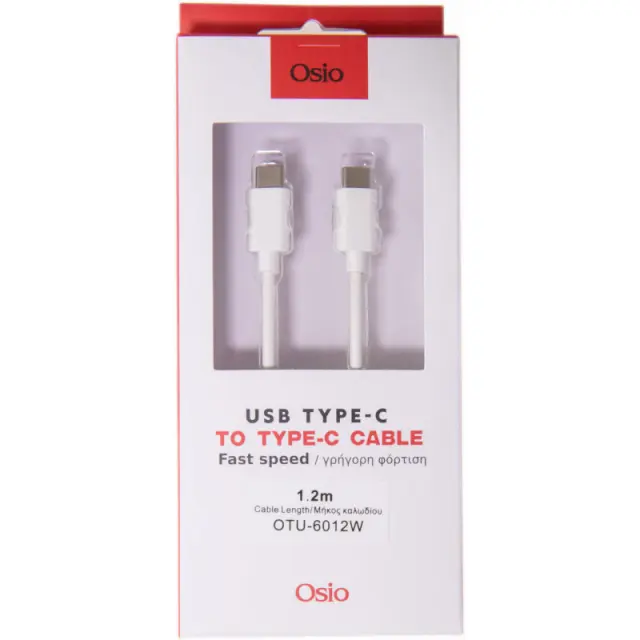 Καλώδιο USB Type-C Σε USB Type-C 1.2m OSIO OTU-6012W 2