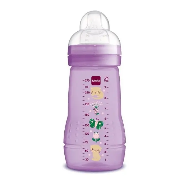MAM Easy Active Πλαστικό Μπιμπερό Κατά των Κολικών με Θηλή Σιλικόνης για Κορίτσι 270ml για 2+ μηνών