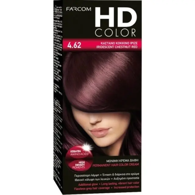 Farcom Βαφή Μαλλιών HD Color No 4.62 Καστανό Κόκκινο Ιριζέ 60ml