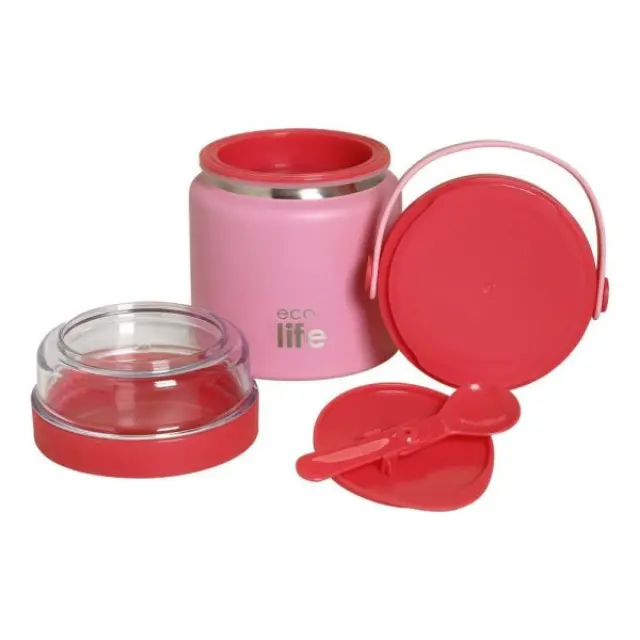 Eco Life Στρογγυλό Θερμός Φαγητού 450ml Pink 33-BO-9021 2
