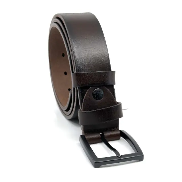 Καφέ Δερμάτινη Ζώνη Calfskin 4 cm 3