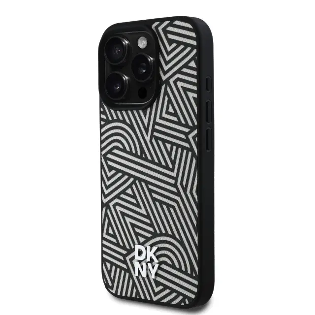DKNY PU Leather Crosswalk Pattern Magsafe Case for iPhone 16 Pro Ivory 2