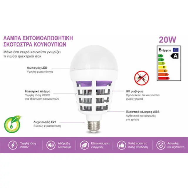 Andowl Ηλεκτρική Εντομοπαγίδα Led 20W Q-MW22 2