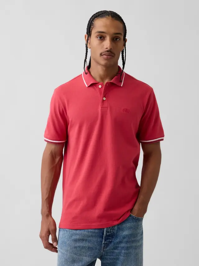 Ανδρική Μπλούζα Polo Πικέ με Λογότυπο MINERAL RED 17-1537 TC