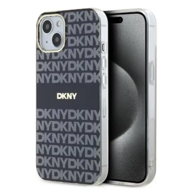 DKNY PC/TPU Repeat Pattern Tonal Stripe Magsafe Case for iPhone 14 Black