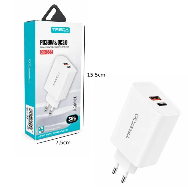 Treqa Φορτιστής Ταχείας Φόρτισης 38W CH-655 - Fast Charger 017238 2