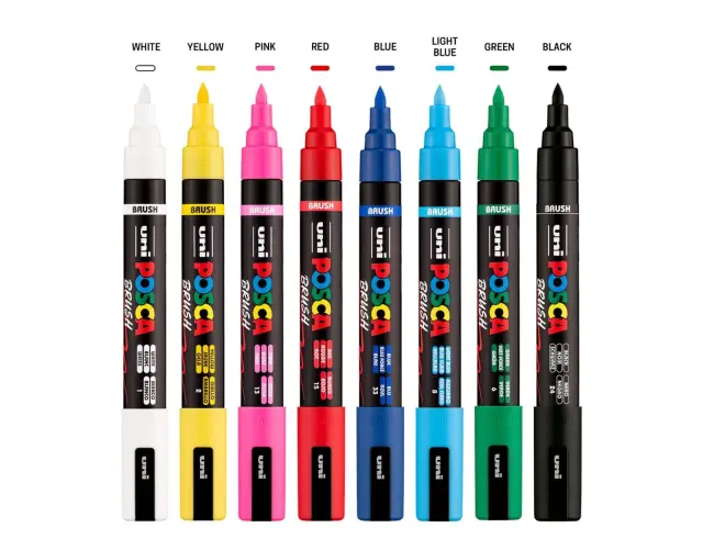 Μαρκαδόροι Σχεδίου Uni Posca PC-5BR Βasic Colors Medium με πάχος μύτης 1-4mm - 8 τεμάχιαPC-5BR 8P 2