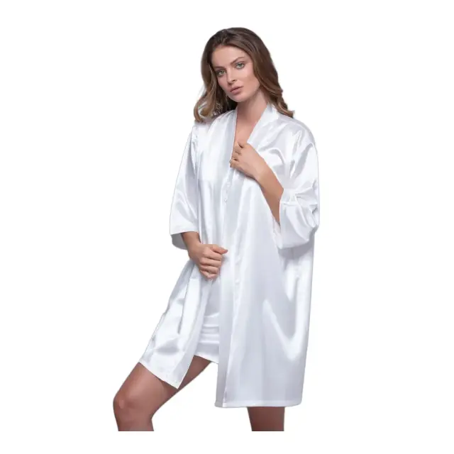 Milena Γυναικεία Ρόμπα Σατέν Bride, Χρώμα Λευκό