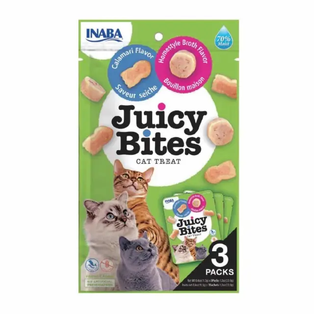 Inaba Churu Cat Juicy Bites Λιχουδιές με Σπιτικό Ζωμό & Καλαμάρι 33.9gr