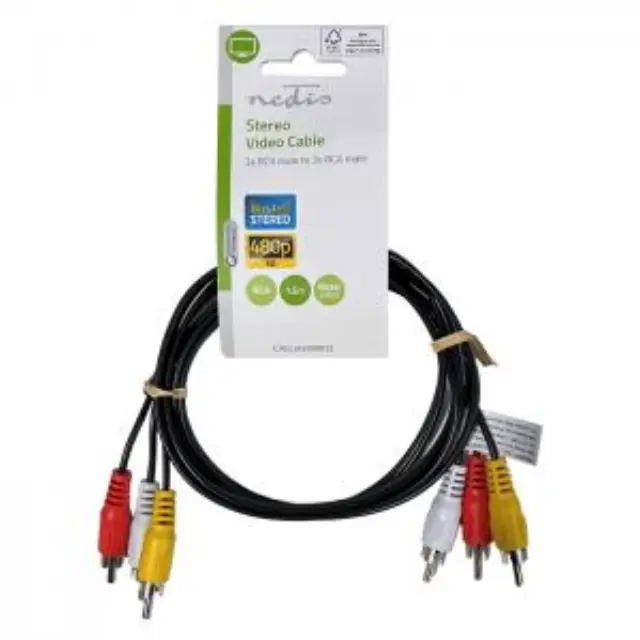 Καλώδιο composite video 3x RCA αρσ. - 3x RCA αρσ., 1.50m σε μαύρο χρώμα. 3