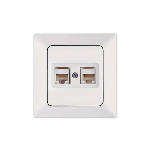 Πρίζα Data Cat 6 Rj 45 Διπλή Λευκή 8.2x8.2x3.6cm