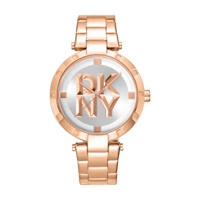 DKNY Essential Logo, Women's Watch, Rose Gold Stainless Steel Bracelet DK1L041M0075