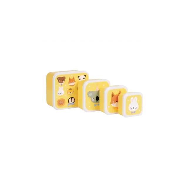 A Little Lovely Company Σετ 4 Δοχεία Φαγητού Lunch & Snack Box Set – Animal Friends SBSEAF81