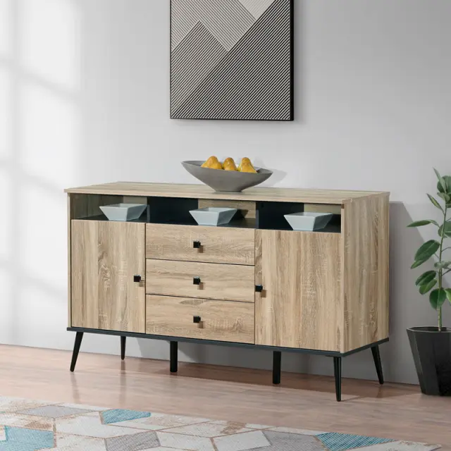 Μπουφές Zezan pakoworld σε sonoma-ανθρακί απόχρωση 140.5x41.5x80εκ