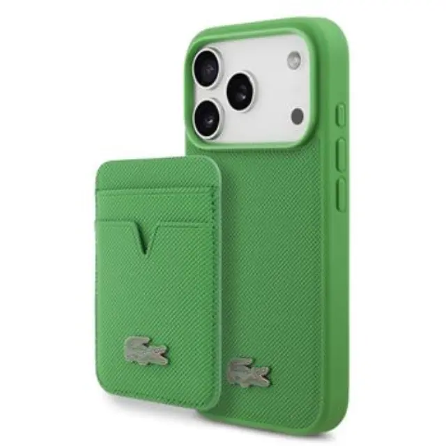 Lacoste Iconic Petit Pique MagSafe Case + Wallet for iPhone 17 Pro Green