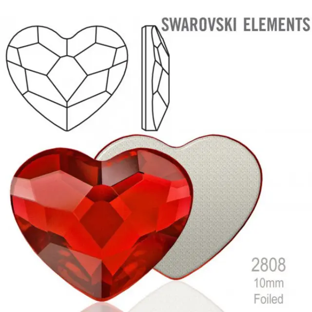 Swarovski 2808 Heart Light Siam 10mm - 4τεμ