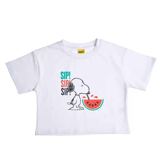 Μπλούζα cropped Snoopy με ανάγλυφα στοιχεία