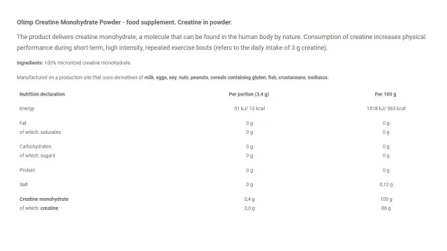 Olimp Sport Creatine Monohydrate Powder 2