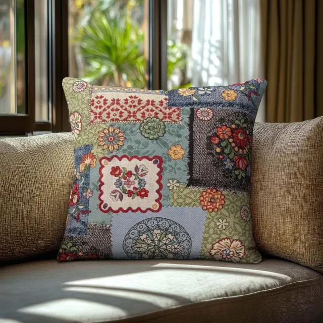 Beauty Home Μαξιλαροθήκη Folklore Jeans Patch 40 x 40 cm