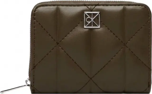 Calvin Klein Γυναικείο Μικρό Πορτοφόλι Quilted Flap Zip Around Πράσινο