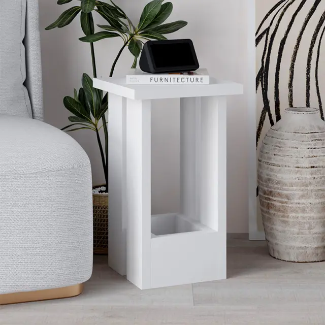 Τραπεζάκι βοηθητικό Tasos Megapap χρώμα λευκό 30x30x50,3εκ.