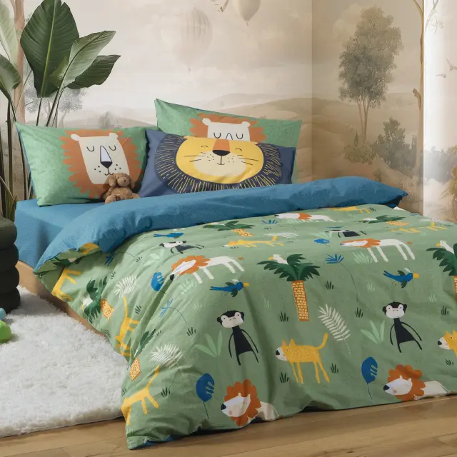 Σετ Παπλωματοθήκη Παιδική Μονή Jungle Mania 160x240 Nef Nef Homeware, 100% BAMBAKI - GREEN (040911) 2
