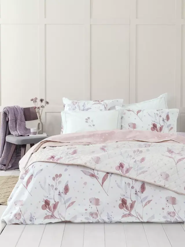 Κουβερλί 160x240 Μονό Nima Caprice White-Pink 100% Microfiber