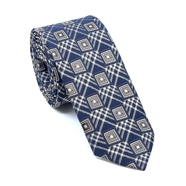 Μπλε Ριγέ Γραβάτα Σετ με Μαντήλι