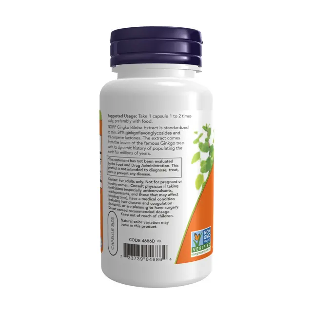 Now Foods Ginkgo Biloba 60mg 60 φυτικές κάψουλες 3