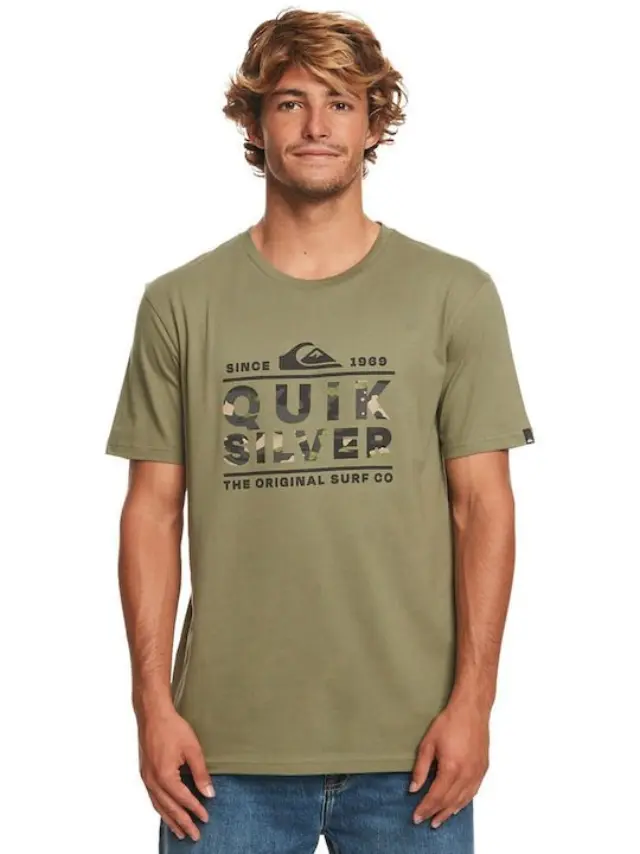 QUIKSILVER LOGO PRINT SS-ΜΠΛΟΥΖΑ ΑΝΔΡΙΚΗ KHAKI
