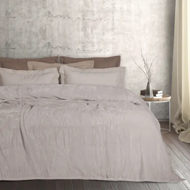 Κουβέρτα 220x240 Υπέρδιπλη Velour 350gsm Das Home 1345 Μπεζ 100% Πολυέστερ