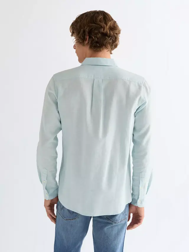 Wrangler Ανδρικό Λινό Πουκάμισο 112378039 – Light Cyan - XXL 2