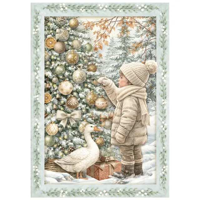 Σετ 8 ριζόχαρτα ντεκουπάζ Stamperia 10.5×14.8cm, White Christmas 3