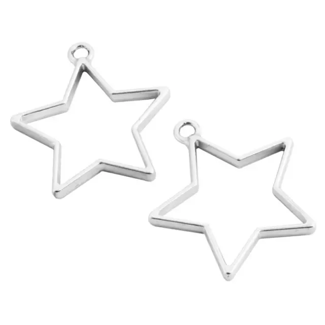 Μεταλλικό Κρεμαστό Open Back - Star - 35x32.8x3.5mm - Platinum - 4τεμ