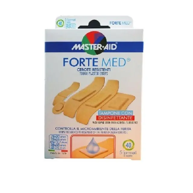 Master Aid Forte Med Αυτοκόλλητοι Επίδεσμοι Εμποτισμένοι με Αντισηπτικό σε 5 Μεγέθη, 40τμχ