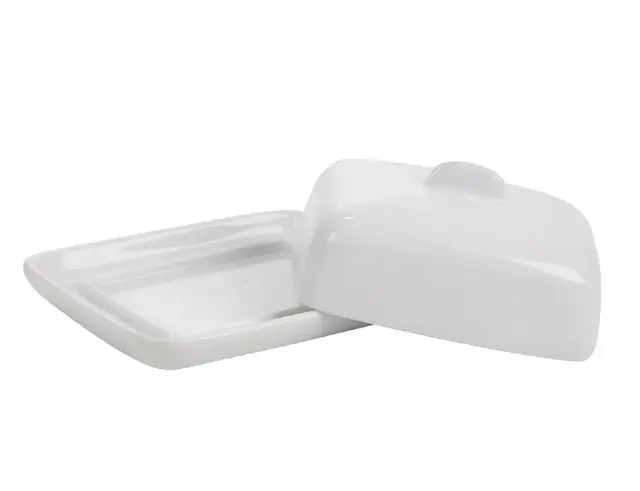 Δοχείο βουτύρου Excellent Houseware από πορσελάνη, με καπάκι και διαστάσεις 9.3x7.5x5cm - White 795880120 2