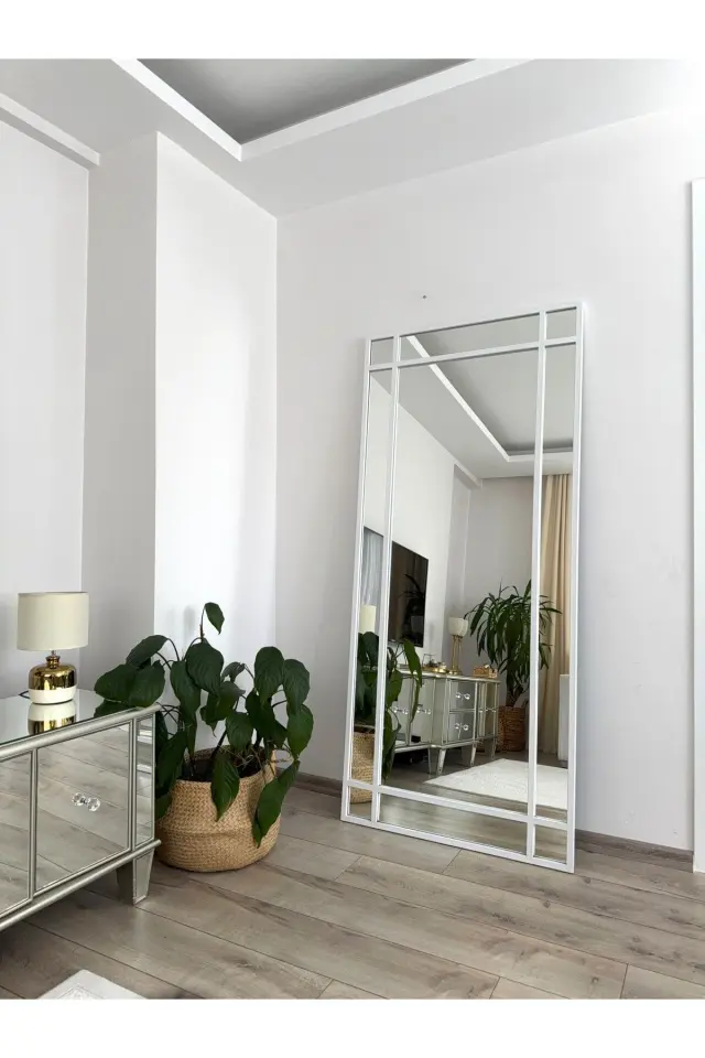 Stewehome Διακοσμητικός καθρέφτης με μεταλλικό πλαίσιο για τοίχο Λευκό 180x80 cm