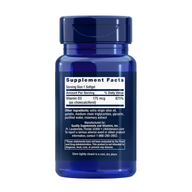 Life Extension Vitamin D3 175 mcg (7000 IU) 2