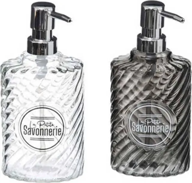 Marva Dispenser Υγρού Σαπουνιού Γυάλινο Savonnerie 9x6,5x20,5cm 400ml Διάφανο/Γκρι