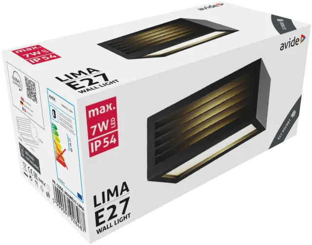 Avide Εξωτερικό Φωτιστικό Τοίχου Lima 1xE27 IP54 15.001.0639 2