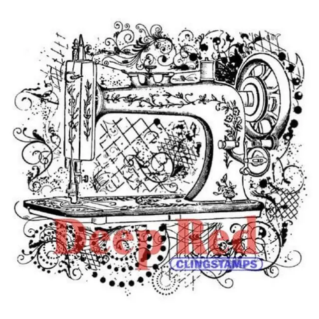 Deep Red Cling Stamp - Sewing Machine Flourish - 7,60x7,60cm