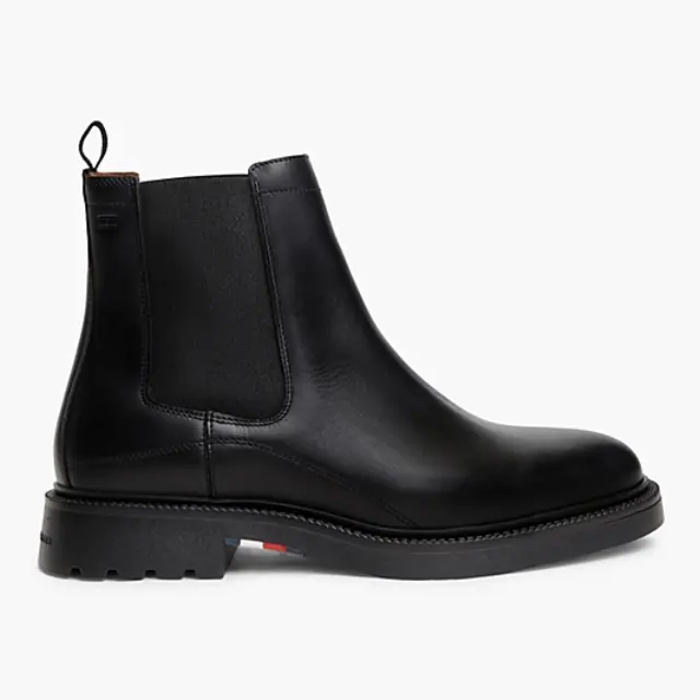 Ανδρικά Μποτάκια Δερμάτινα Tommy Hilfiger Chelsea Boots FM0FM05966 BDS Μαύρα Μαύρο - 41
